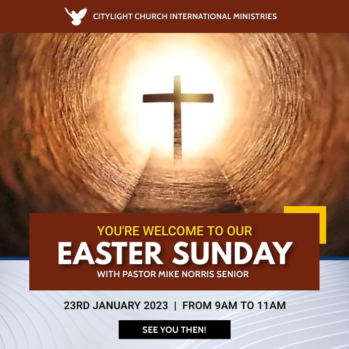 easter sunday church service flyer template Square (1:1)