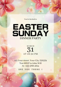 Easter Sunday dinner party A3 template