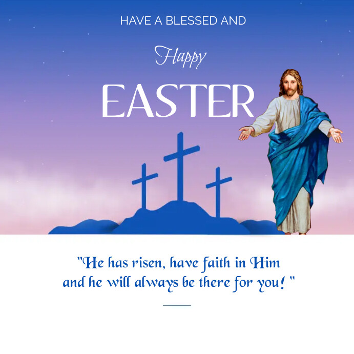 Modèle Easter Sunday illustration He is risen | PosterMyWall