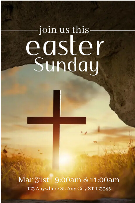 Easter Sunday invitation 海报 template