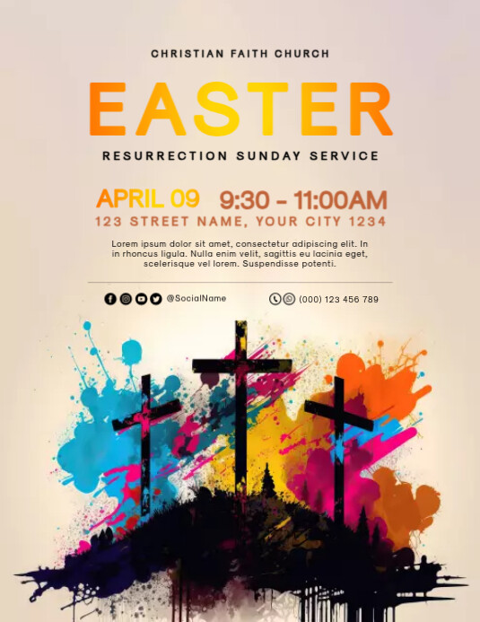 Easter Sunday Service Church Flyer Template | PosterMyWall