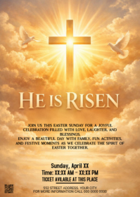 สีส้ม Easter Sunday Service A6 Template