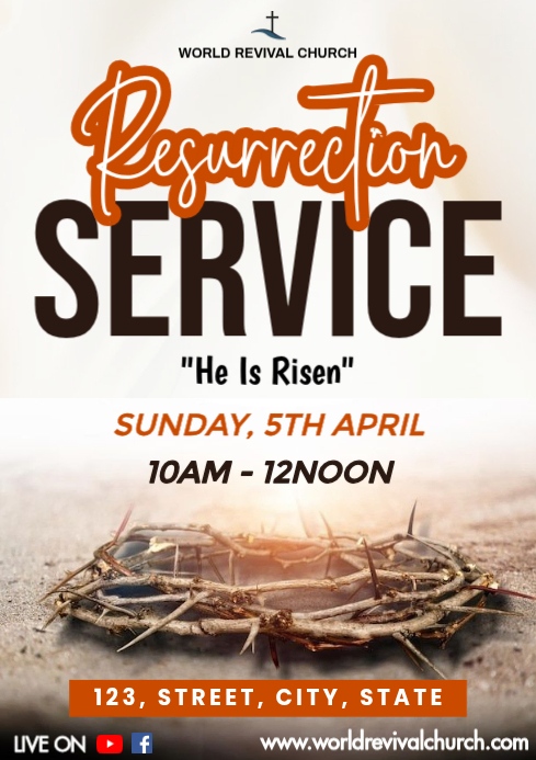 White Resurrection Service A3 Template | PosterMyWall