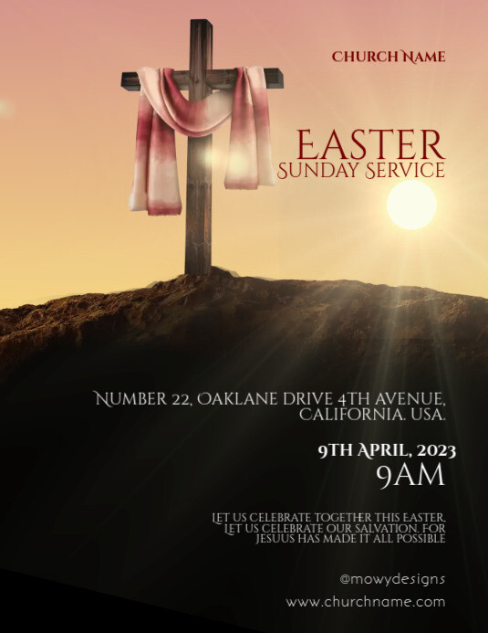 Spring Sunday Service Flyer Easter Sunday Service Flyer Template | PosterMyWall