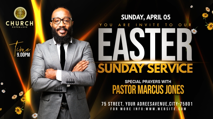 Easter Sunday Service Flyer Message Twitter template