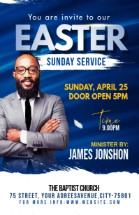 Easter Sunday Service Flyer Half Page Wide template