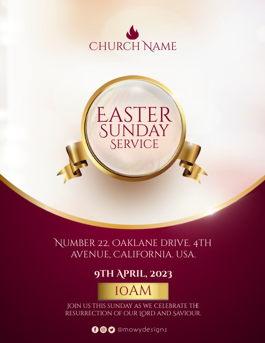 Spring Sunday Service Flyer Plantilla de Easter Sunday Service Flyer | PosterMyWall