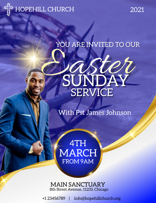 Spring Sunday Service Flyer Easter Sunday Service Flyers Template | PosterMyWall