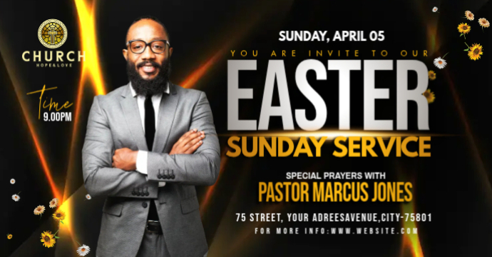 Easter Sunday Service Invitation Templat | PosterMyWall