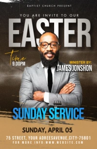 Easter Sunday Service Flyer Half Page Wide template