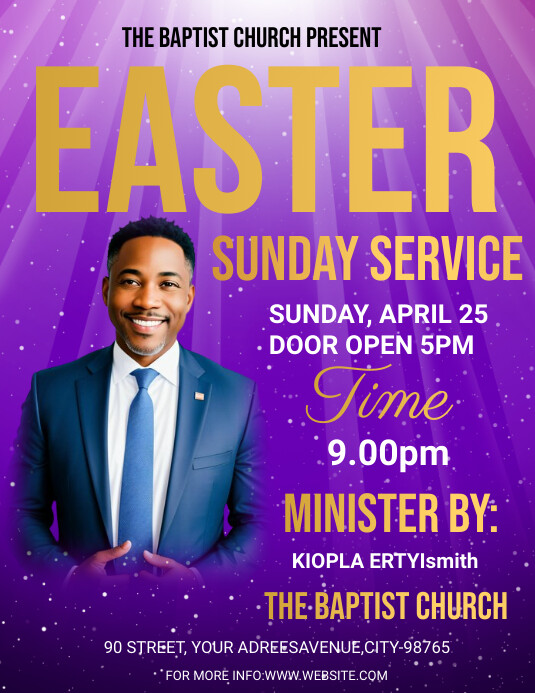 Spring Sunday Service Flyer Modèle easter sunday service flyer event template | PosterMyWall