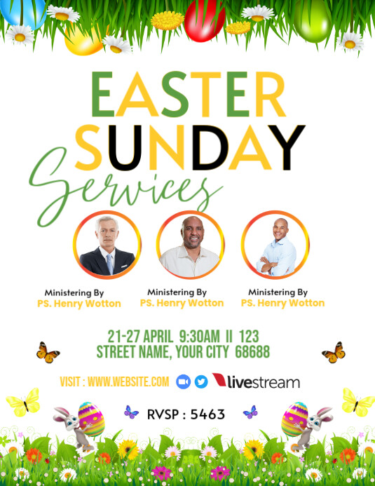 Spring Sunday Service Flyer easter sunday services flyer Template | PosterMyWall