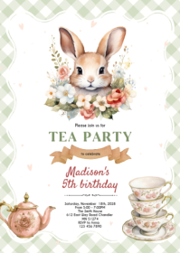 Easter tea party invitation A6 template