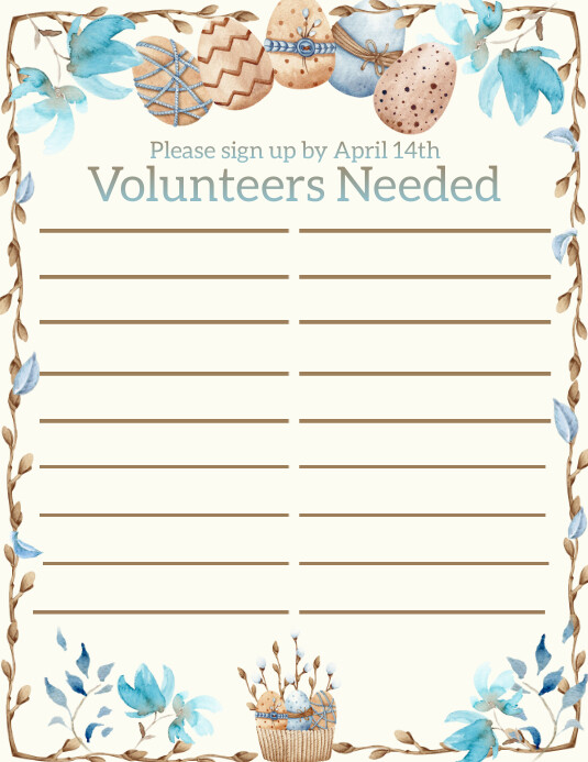 Easter Volunteer Sign up sheet Template PosterMyWall
