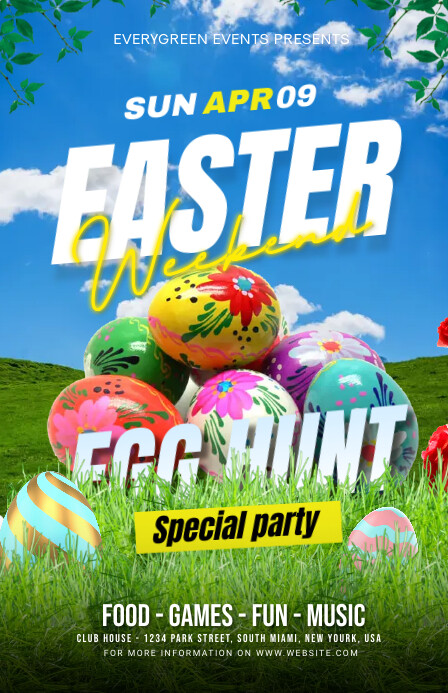 Easter Weekend Programme Design Easter Weekend Egg Hunt Party Template | PosterMyWall