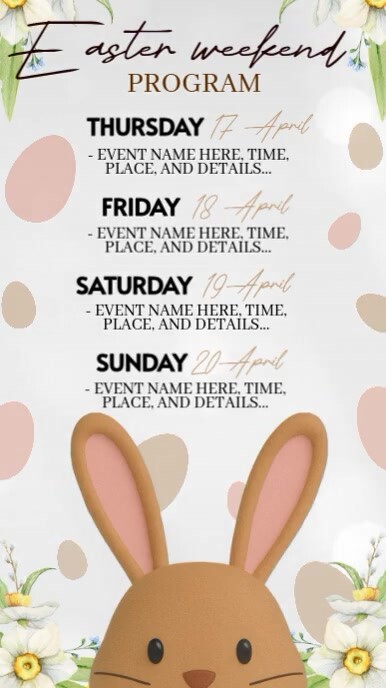 easter weekend events schedule ad design template | PosterMyWall