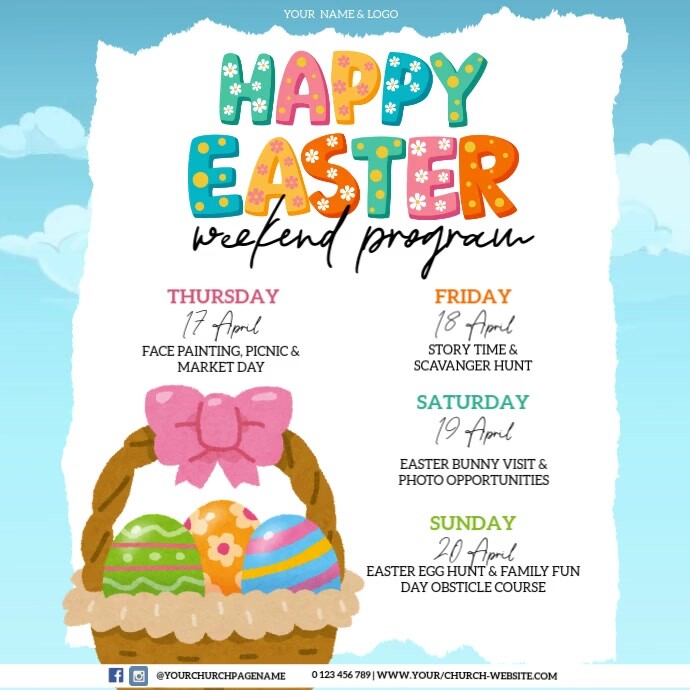 easter weekend events schedule ad design template | PosterMyWall