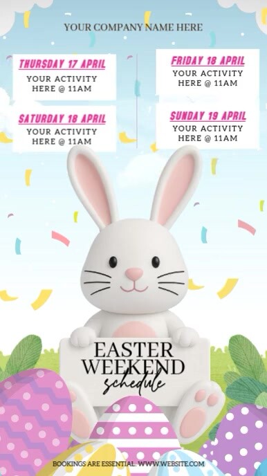 Easter Weekend Programme Design Copy of easter weekend events schedule ad design template | PosterMyWall