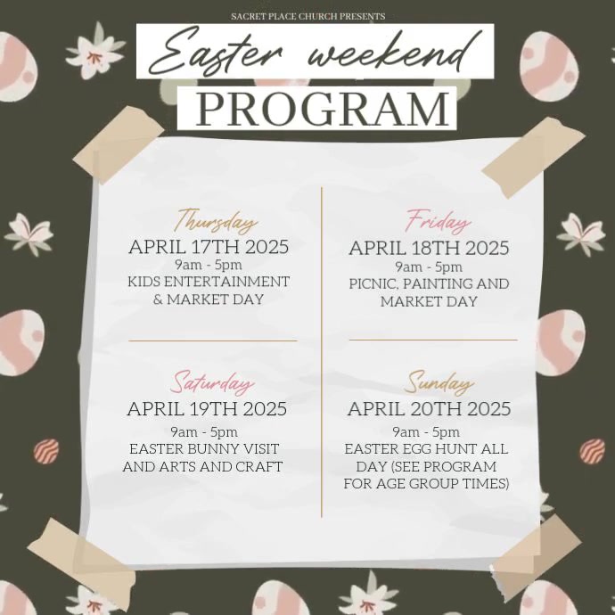 Easter Weekend Programme Design easter weekend events schedule ad design template | PosterMyWall