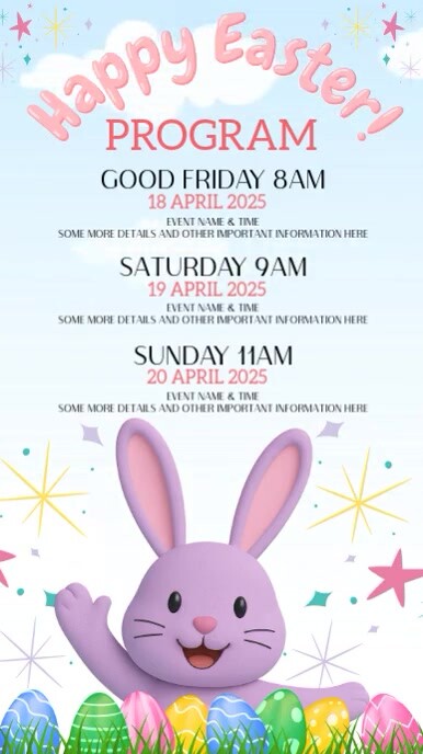 Easter Weekend Programme Design Copy of easter weekend events schedule ad design template | PosterMyWall