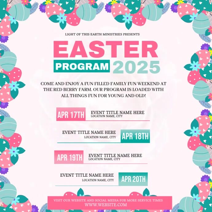 Easter Weekend Programme Design Copy of easter weekend events schedule ad design template | PosterMyWall