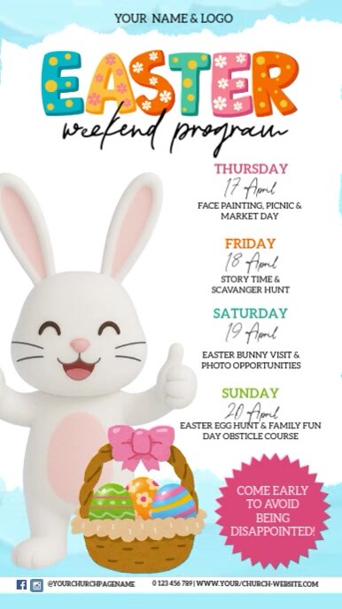 Easter Weekend Programme Design Copy of easter weekend events schedule ad design template | PosterMyWall