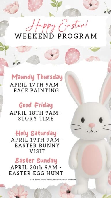easter weekend events schedule ad design template | PosterMyWall