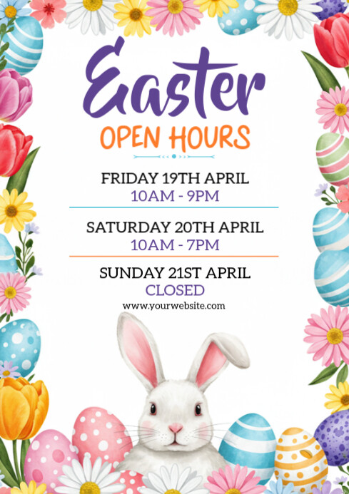 Easter Week Store Hour Plantilla de Easter Weekend Hours Template | PosterMyWall