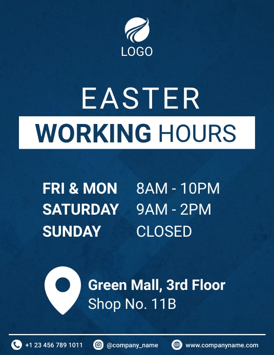Easter working hours Flyer (US Letter) template