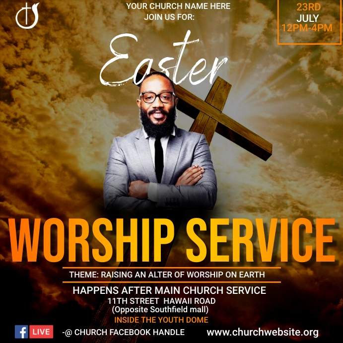 easter worship service Template PosterMyWall