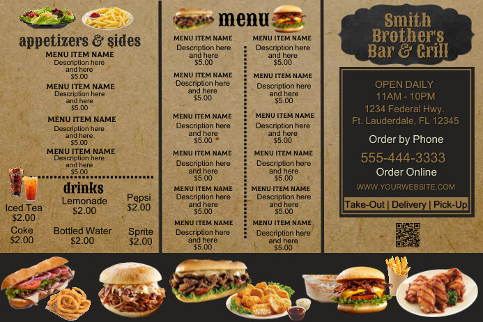 Easy Edit Tri-Fold Menu Poster template