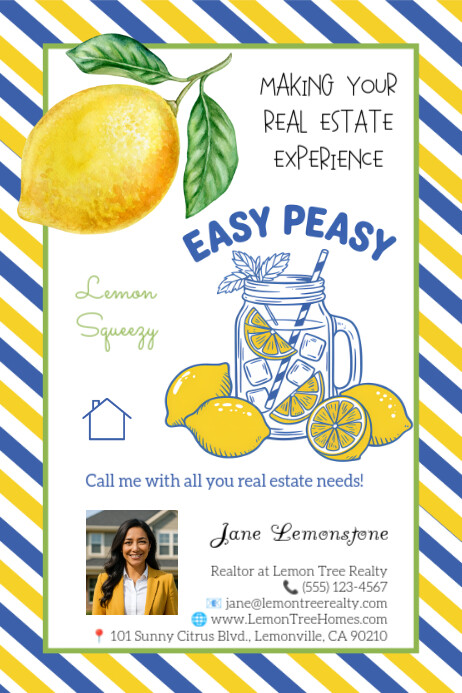 Easy Peasy Lemon Squeezy Realtor Pop By Tag Banier 4’×6’ template