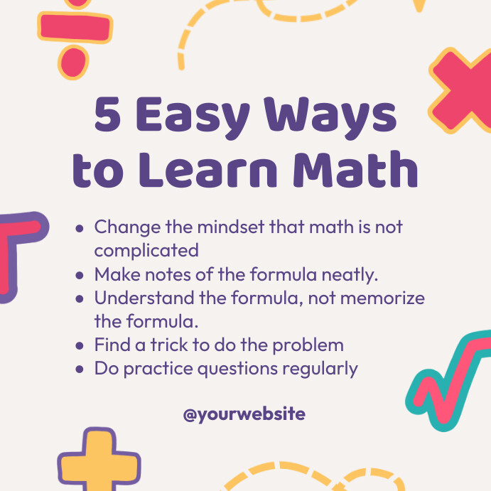 Easy Ways To Learn Math Instagram Post template