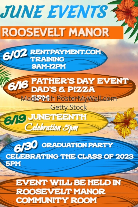 Summer Calendar of Events (2) Poster template