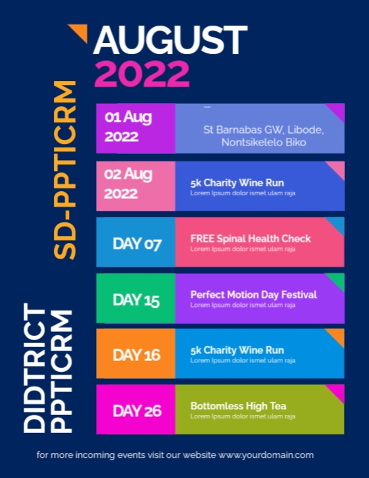 Monthly Calendar of Events Flyer Poster template