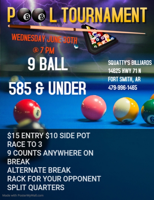Copy of Copy of pool league tournament flyer | PosterMyWall