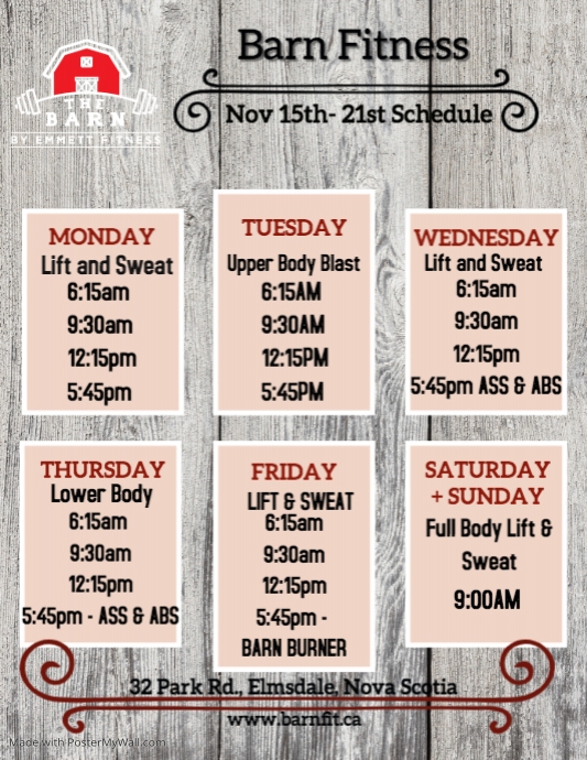 Copy of Copy of weekly class schedule | PosterMyWall