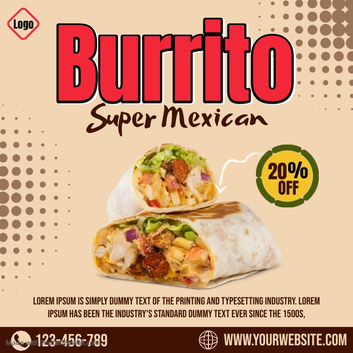 Super Mexican Burrito Menu PosterMyWall