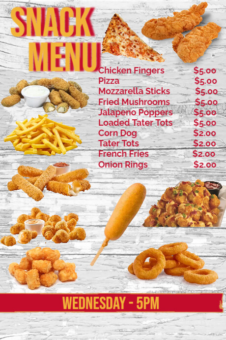Copy of Snack Menu Design Template (1) | PosterMyWall