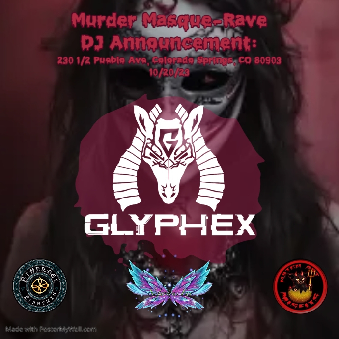 Murder Masque-Rave DJ Announcement Glyphex (IG EDIT) | PosterMyWall