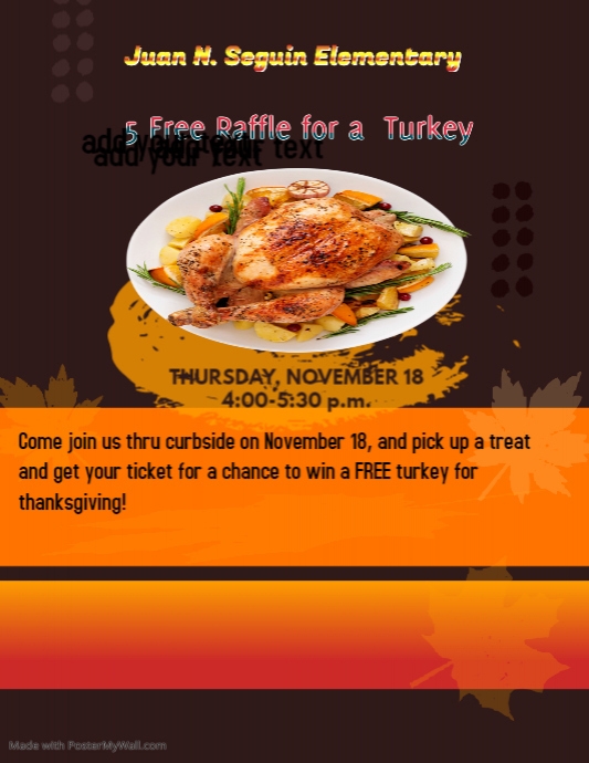 Turkey Party Raffle Copy of 5 Free Turkey Raffle | PosterMyWall