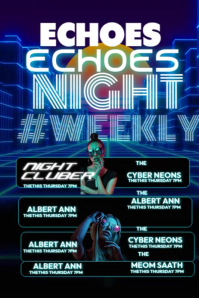 黑色 Cyber Neons Club Night Plakat Template