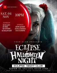 Eclipse Halloween Night Party Flyer – Spooky Nightclub Event Poster Design template