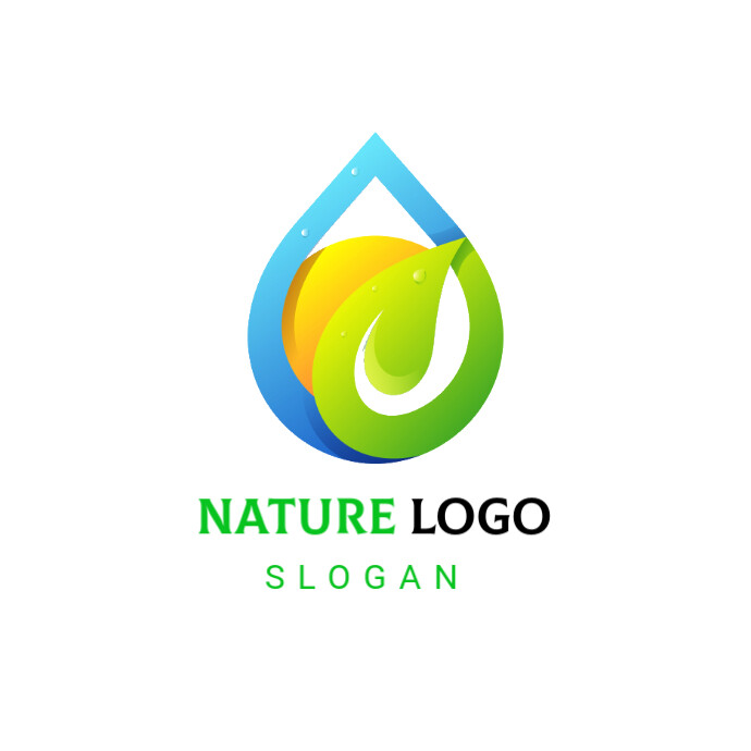 Eco-Friendly Nature Logo - Green Leaf & Water Droplet template