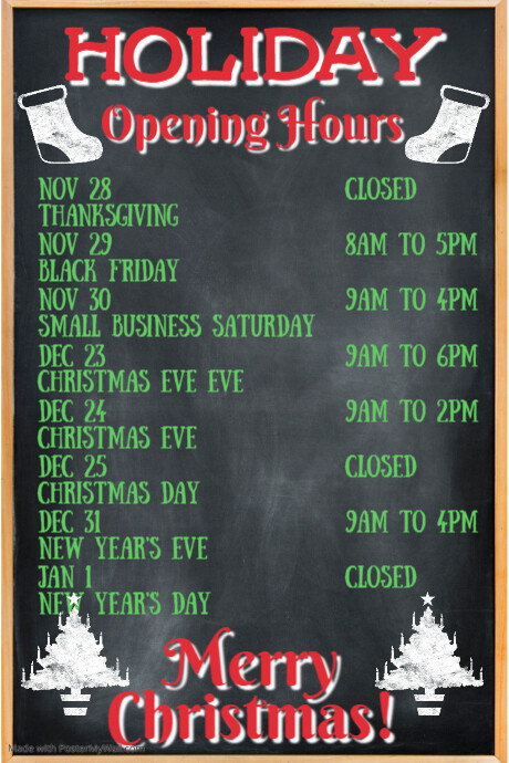 Festive Operating Hours Copy of Copy of Christmas Festive Opening Hours Template | PosterMyWall