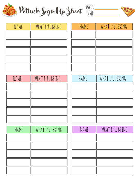 Potlock Roster EDDITABLE Potluck Sign Up Sheet Template | PosterMyWall
