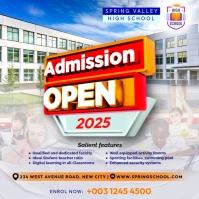Editable 3d Admissions open school institution advertisement flyer template for Instagram post