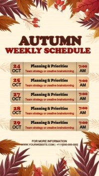 Yellow Autumn Weekly Schedule Instagram Story Template