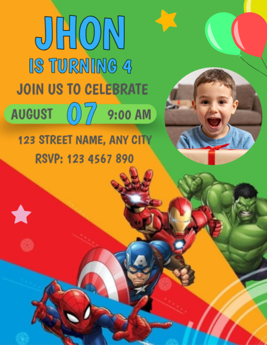 Editable Avengers BIrthday Invitation Template | PosterMyWall