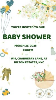 Editable Baby Shower Invitation Template – Cute & Customizable Design Digital Display (9:16)
